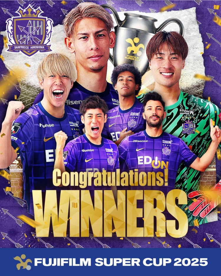 日超杯广岛三箭2-0神户胜利船夺冠,共53343人现场观战创上座纪录